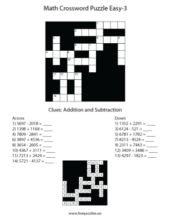 Easy Math Crossword Puzzle #3