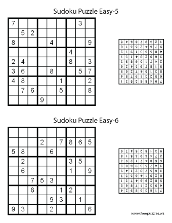Easy Sudoku Puzzles #5 and #6