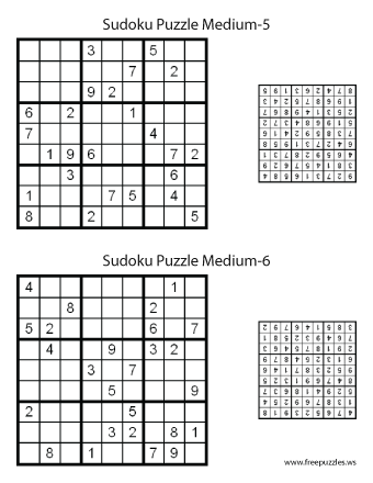Medium Sudoku Puzzles #5 and #6