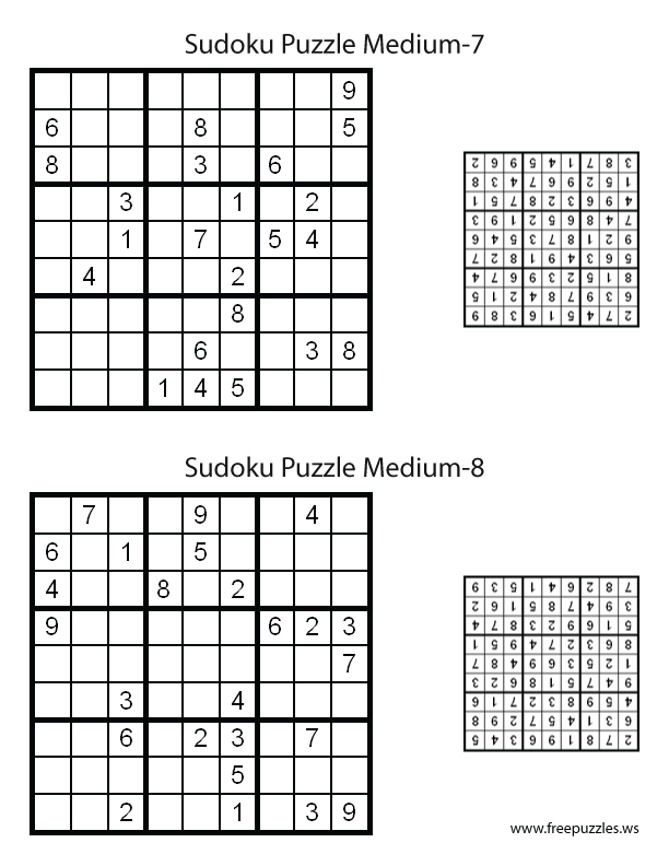 Medium Sudoku Puzzles #7 and #8