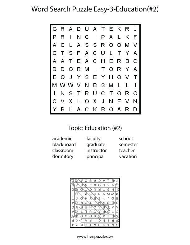 Easy Word Search Puzzle #3