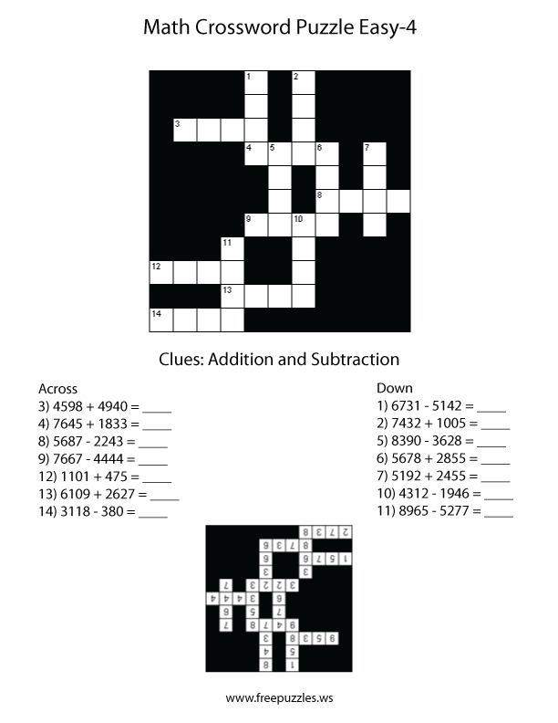 Preview of Math Crossword Easy 4