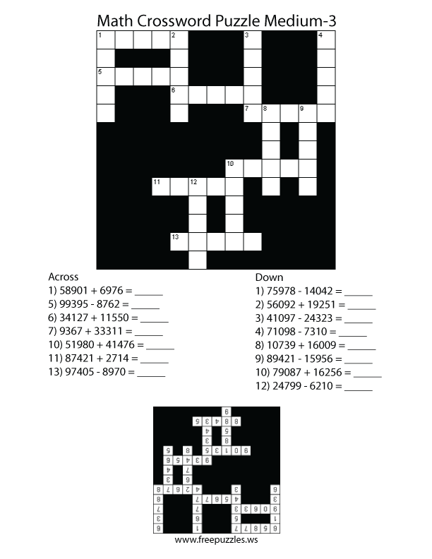 Preview of Math Crossword Medium 3