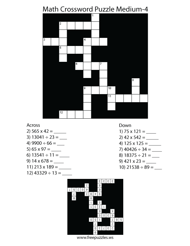 Preview of Math Crossword Medium 4