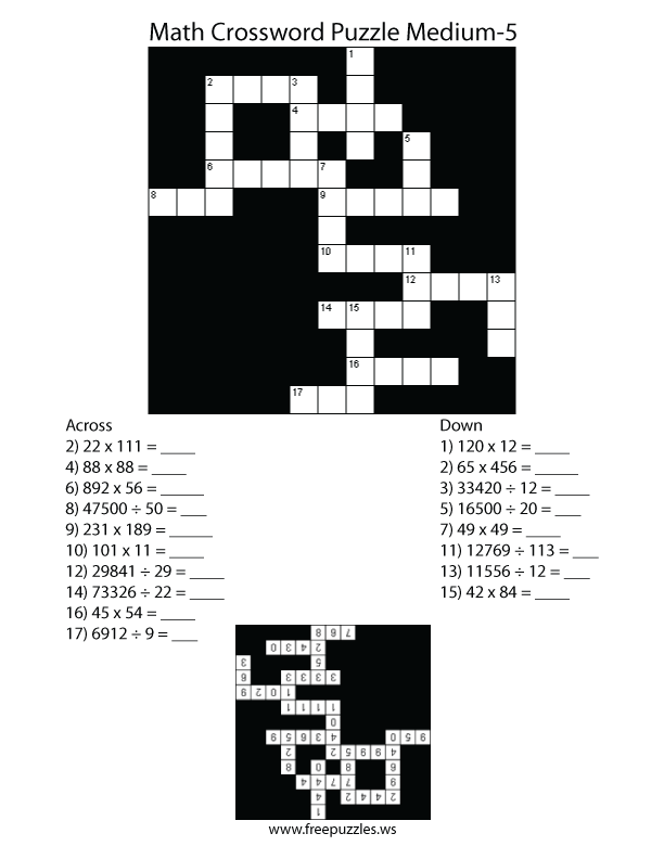 Preview of Math Crossword Medium 5