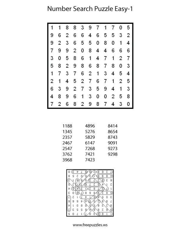 Preview of Number Search Easy 1