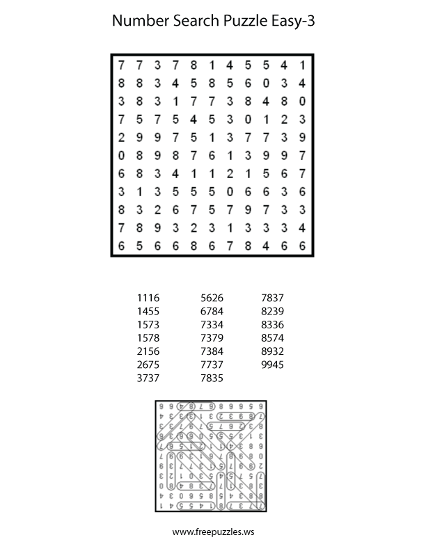 Preview of Number Search Easy 3