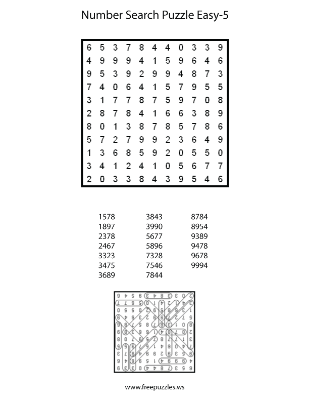 Preview of Number Search Easy 5