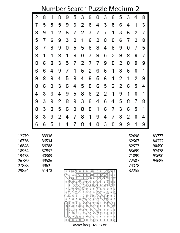 Preview of Number Search Medium 2